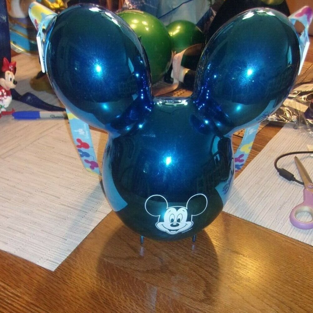 New Disney Parks Metallic Blue Balloon Mickey Souvenir Popcorn Bucket